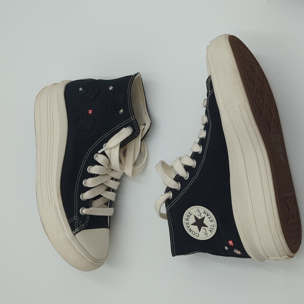 Converse Chuck Taylor Floral Sneakers All Stars Move Hi Top Women's 10.5 Black - Picture 9 of 9
